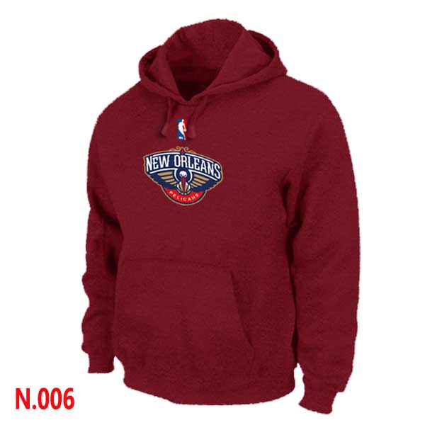 Mens New Orleans Pelicans Red Pullover Hoodie - Click Image to Close